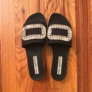 KARL LAGERFELD PARIS MIRAH 2 EMBELLISHED SANDALS